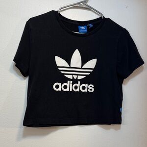 Adidas Size M Black Crop Top